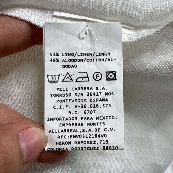 Pili Carrera Kid's White 1/2 Button Down Long Sleeve Linen Cotton Shirt Size 5 - Picture 8 of 9